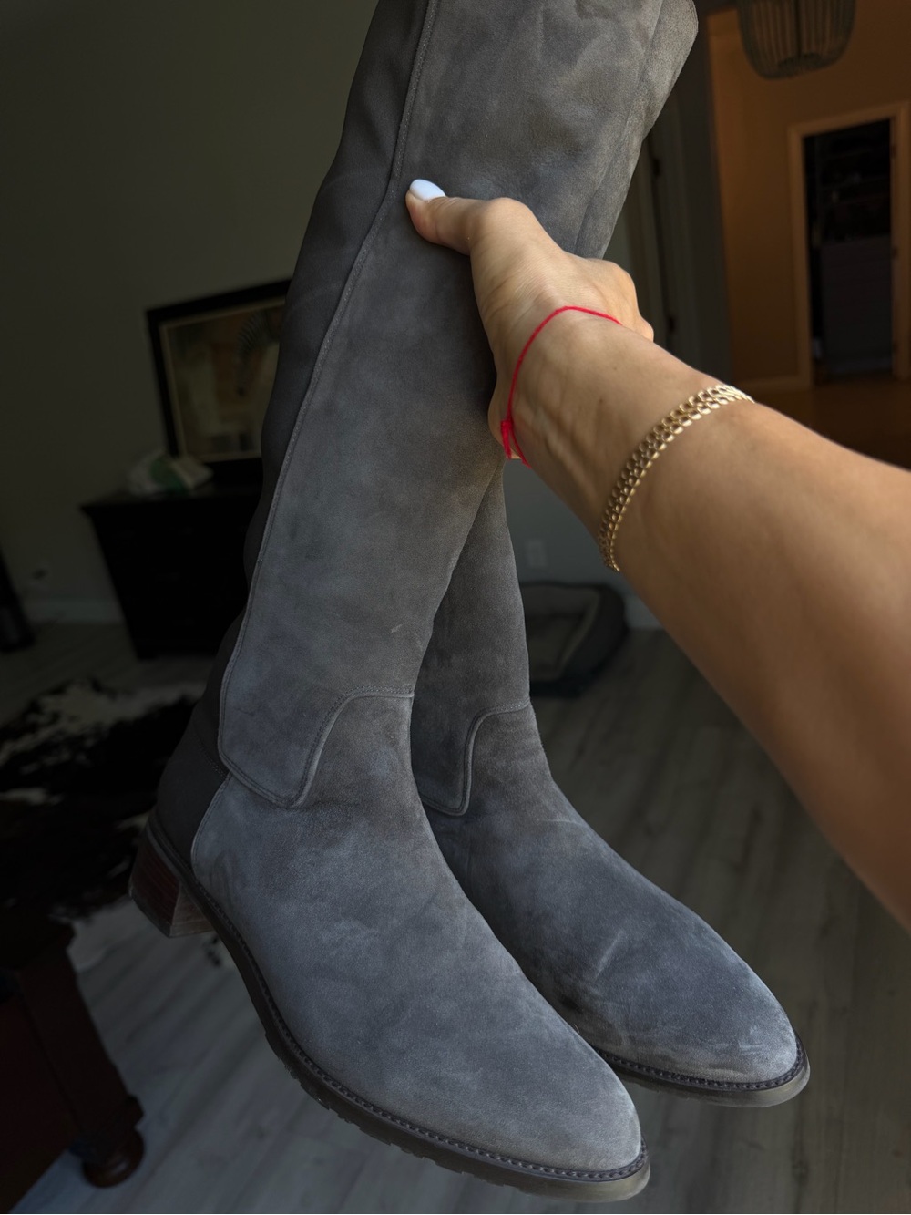 Stuart Weitzman 5050 Suede Gray Knee-High Women's Boots size 10 40